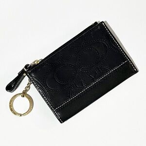 Coach Black Leather Keychain Coin Wallet and Card Holder